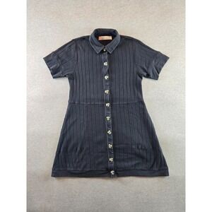 FP Beach Dress Womens Medium Black New Afternoon Mini Buttons Free People S/S